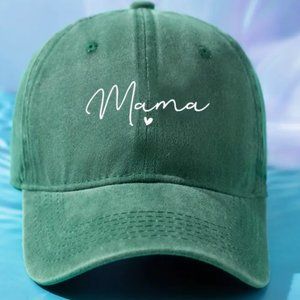 Mama Print Simple Baseball Cap Solid Color Washed Distressed Hat Casual